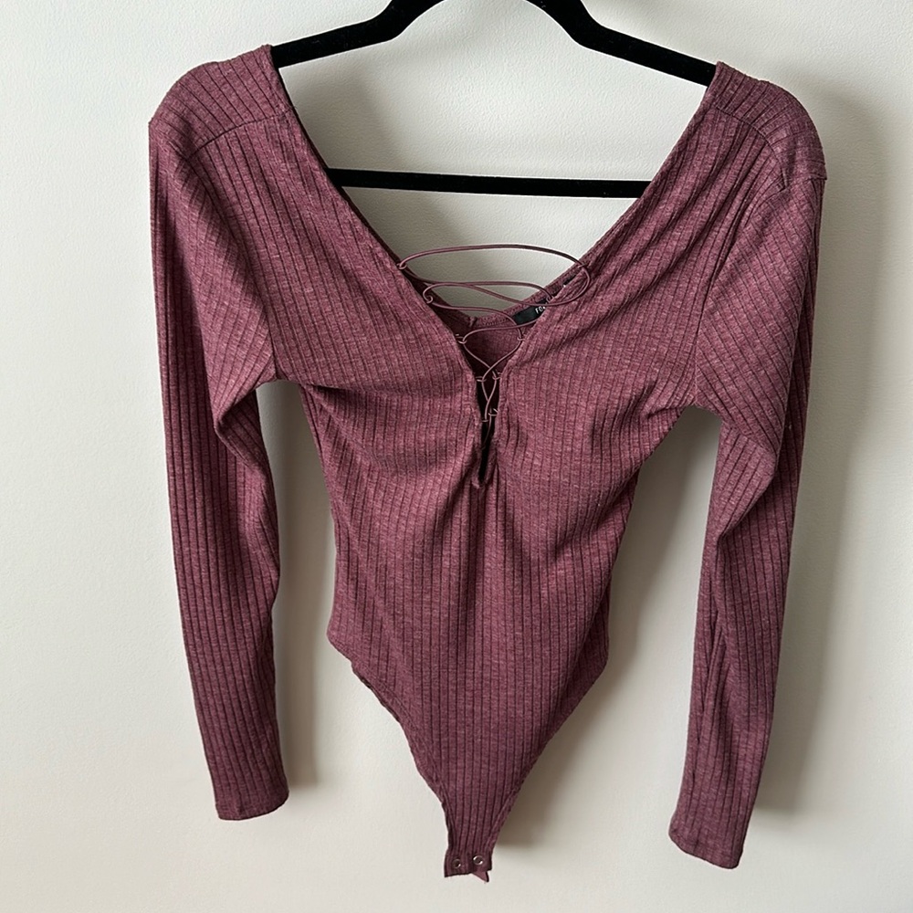 Forever21 lace up bodysuit small red